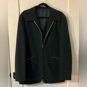 Black Oversized Zip Up Blazer